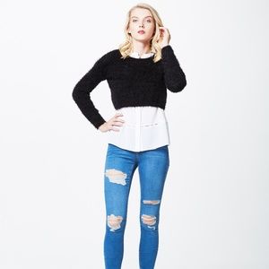 Long Sleeve Furry Cropped Sweater